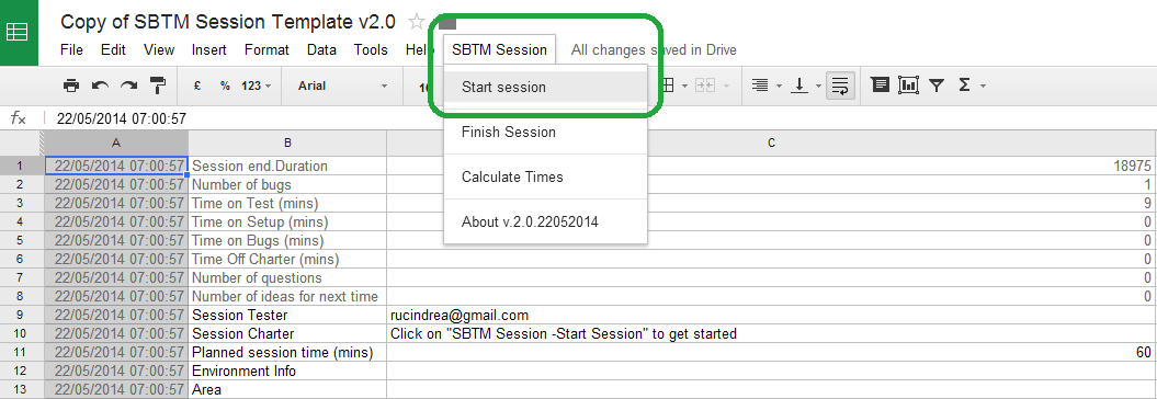 SBTM with iTester and Google Drive