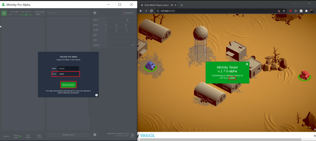 Unity WebGL Test with AltUnity Pro